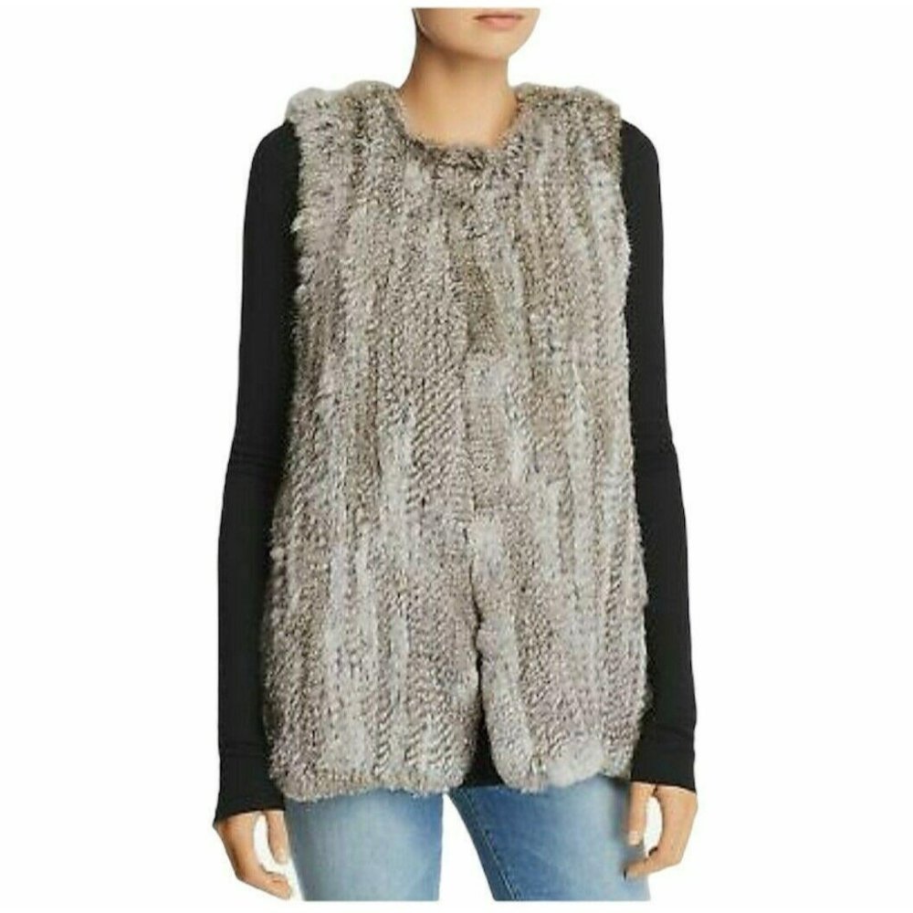 Faux Fur Sleeveless Vest - Gray